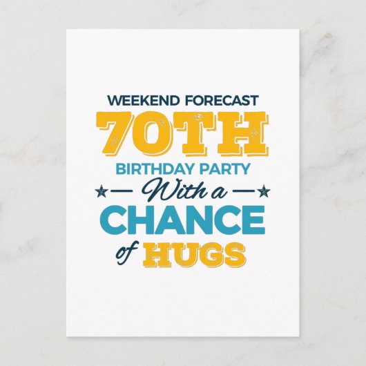 70ste verjaardag vieren briefkaart (Voorkant)