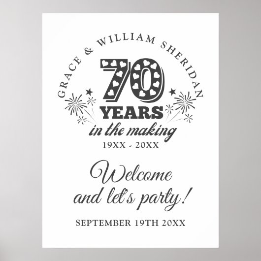 70ste verjaardag Welkom bord In The Making Poster (Voorkant)