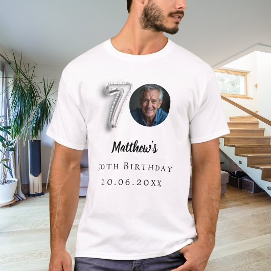 70ste verjaardag zilveren foto t-shirt