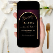 70ste verjaardag zwart bordeauxrood goud boog save the date