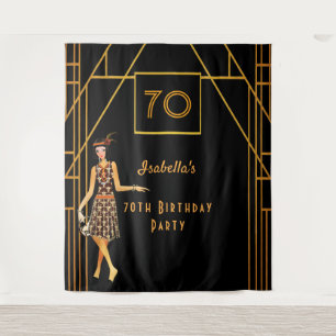 70ste verjaardag zwart goud art deco uit de jaren  wandkleed