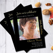 70ste verjaardag Zwart Goud Folie Uitnodiging