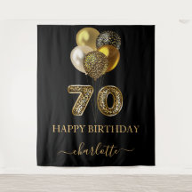 70ste verjaardag zwart goud luipaard naam schrift