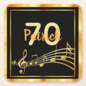 70ste verjaardag zwart goud muzieknoten naam kartonnen onderzetters (Voorkant)