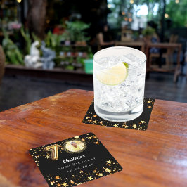 70ste verjaardag zwart gouden sterren foto kartonnen onderzetters