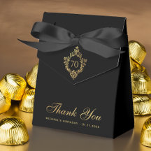 70ste Verjaardag Zwart Gouden Wapenschild Elegante