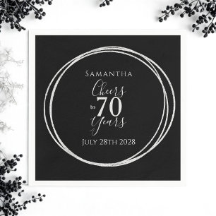 70ste verjaardag Zwart Zilver Proost 70 jaar Feest Servet