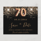 70ste verjaardag zwarte glitters budget save the d flyer (Voorkant)