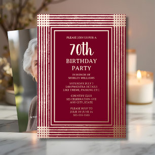 70ste verjaardagsfeest Art Deco Textuur Folie Uitnodiging