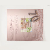 70ste verjaardagsfeest foto roze gouden glitters r wandkleed (Voorkant (horizontaal))