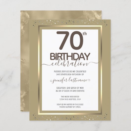 70ste verjaardagsfeest Gouden papieren vel (Voorkant / Achterkant)