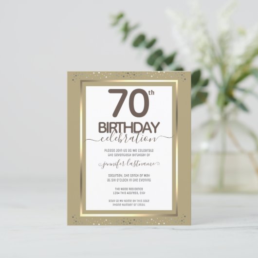 70ste verjaardagsfeest Gouden papieren vel (Staand voorkant)