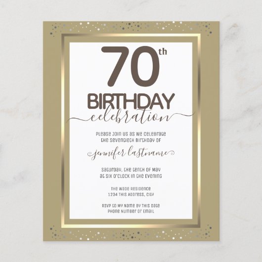 70ste verjaardagsfeest Gouden papieren vel (Voorkant)