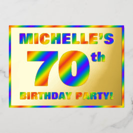 70ste verjaardagsfeest — Leuke, regenboog spectrum Folie Uitnodiging