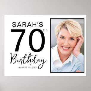 70ste verjaardagsfeest Minimaal Zwart Wit Foto Poster