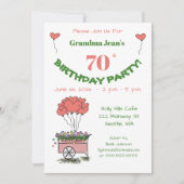 70ste verjaardagsfeest uitnodiging - Oma Hartjes (Voorkant)