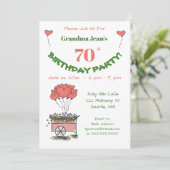 70ste verjaardagsfeest uitnodiging - Oma Hartjes (Staand voorkant)