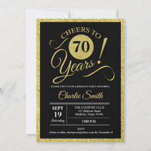 70ste verjaardagsfeest - Zwart Goud ELKE LEEFTIJD Kaart