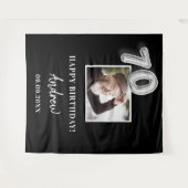 70ste verjaardagsfeest zwarte fotonaam man wandkleed (Voorkant (horizontaal))