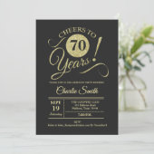 70ste verjaardagsfeestje - Chalkboard Gold Kaart (Staand voorkant)