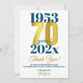 70ste verjaardagsfeestje dank je bedankkaart (Voorkant)