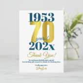 70ste verjaardagsfeestje dank je bedankkaart (Staand voorkant)