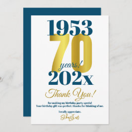 70ste verjaardagsfeestje dank je bedankkaart
