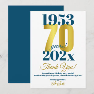 70ste verjaardagsfeestje dank je bedankkaart