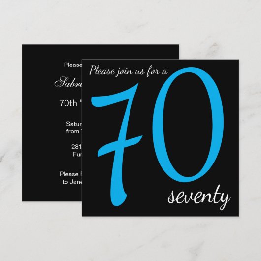 70ste verjaardagsfeestje | DIY-tekst Kaart (Voorkant / Achterkant)