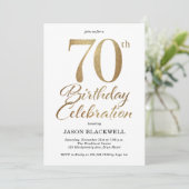 70ste verjaardagsfeestje goud kaart (Staand voorkant)