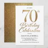 70ste verjaardagsfeestje goud kaart (Voorkant / Achterkant)