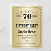 70ste verjaardagsfeestje - Goud Zwart Kaart (Voorkant)