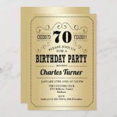 70ste verjaardagsfeestje - Goud Zwart Kaart (Voorkant / Achterkant)