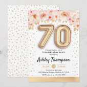 70ste verjaardagsfeestje - gouden ballonnen kaart (Voorkant / Achterkant)