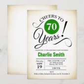 70ste verjaardagsfeestje - Groen Zwart Wit Kaart (Voorkant / Achterkant)