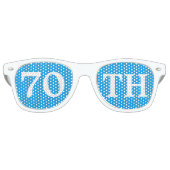 70ste verjaardagsfeestje gunst koel blauw wit retro zonnebril (Voorkant)
