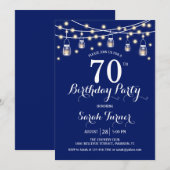 70ste verjaardagsfeestje - Navy Blue Kaart (Voorkant / Achterkant)