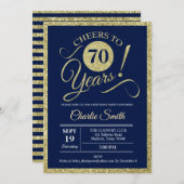 70ste verjaardagsfeestje - Navy Gold ELK JAAR Kaart (Voorkant / Achterkant)