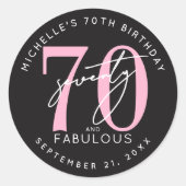 70ste verjaardagsfeestje ronde sticker (Voorkant)
