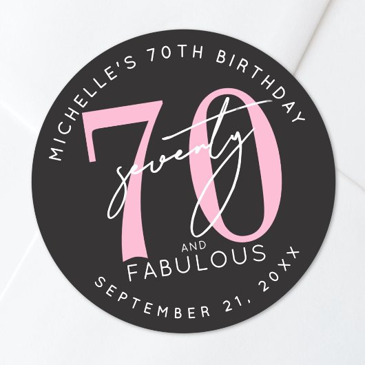 70ste verjaardagsfeestje ronde sticker
