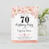 70ste verjaardagsfeestje - Roos Gold Flowers Kaart (Staand voorkant)