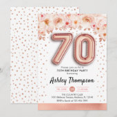 70ste verjaardagsfeestje - Roos gouden ballonnen Kaart (Voorkant / Achterkant)