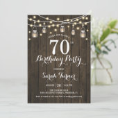 70ste verjaardagsfeestje - rustiek hout kaart (Staand voorkant)