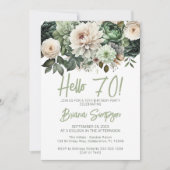 70ste verjaardagsfeestje Sage Groene Bloemen Kaart (Voorkant)