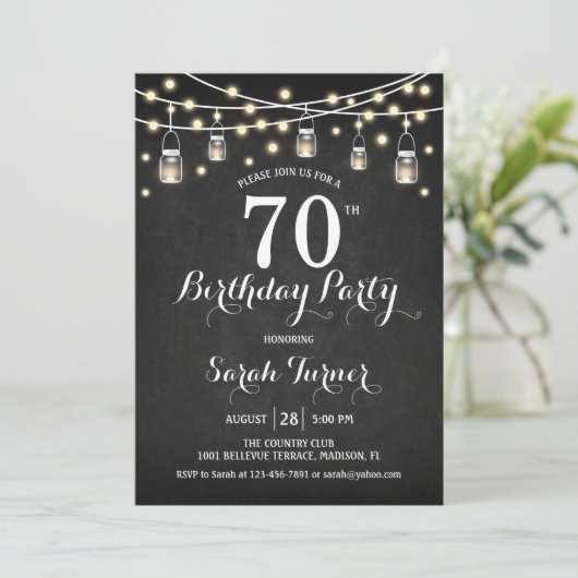 70ste verjaardagsfeestje - schoolbord kaart (Staand voorkant)