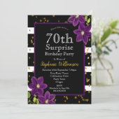 70ste verjaardagsfeestje verrassingsfeestje Zwart  Kaart (Staand voorkant)
