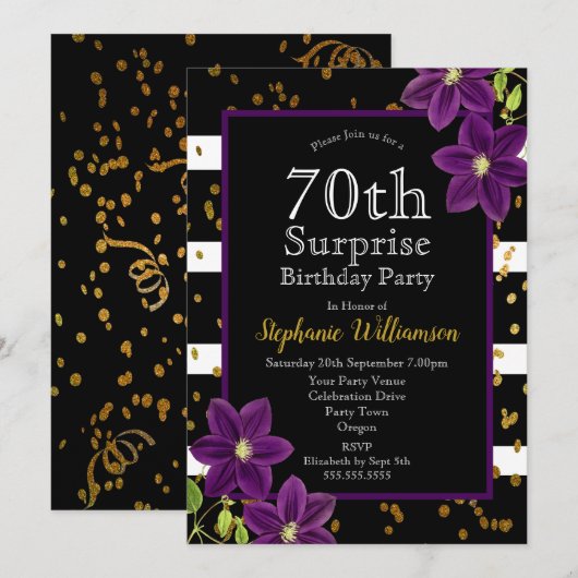 70ste verjaardagsfeestje verrassingsfeestje Zwart  Kaart (Voorkant / Achterkant)