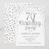 70ste verjaardagsfeestje - Wit & Zilver Kaart (Voorkant / Achterkant)