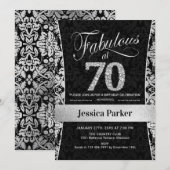 70ste verjaardagsfeestje - Zilver Zwart Kaart (Voorkant / Achterkant)