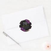70ste verjaardagsfeestje| Zwart en goud glinsteren Ronde Sticker (Envelop)